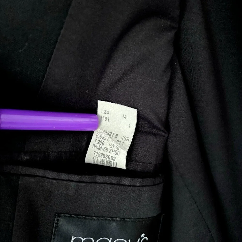 Ralph Lauren Sport Coat Blazer‎ Size 46R Black Wool Suit Jacket Made in Canada